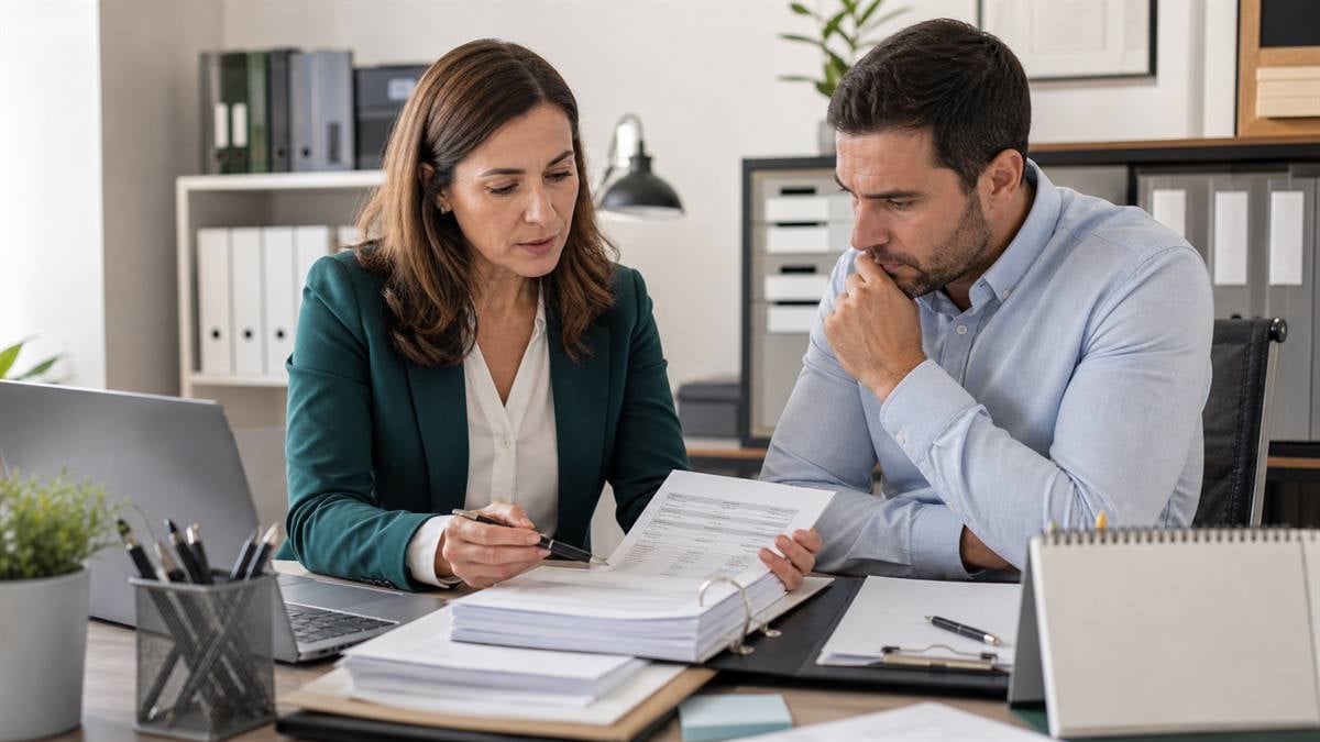 Asesor laboral revisando nóminas y contratos de una pyme